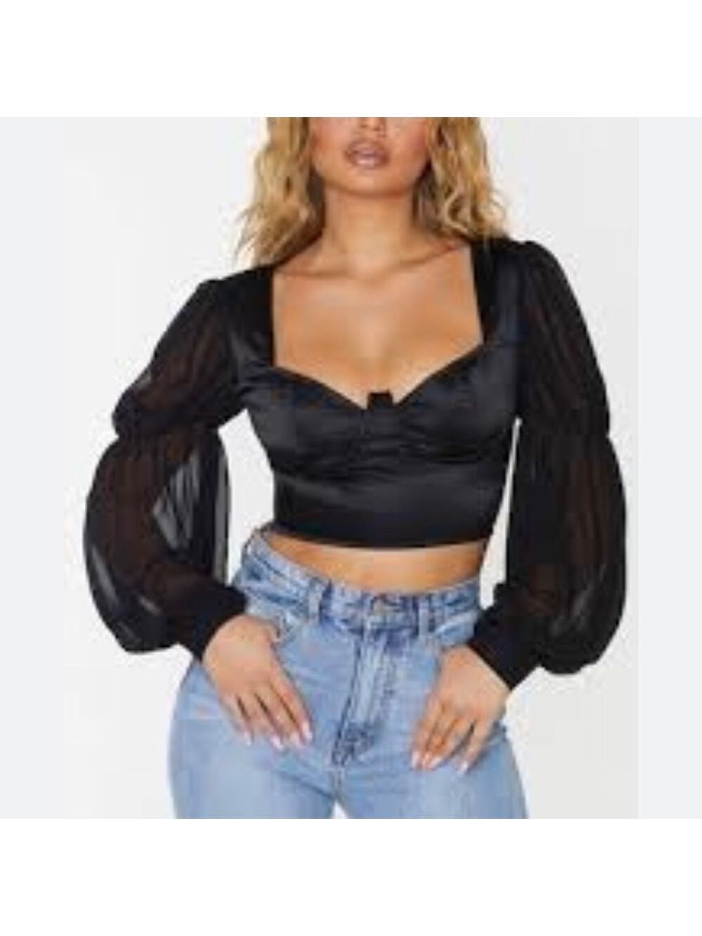 Prettylittlething satin and chiffon crop corset style top nwt size 2